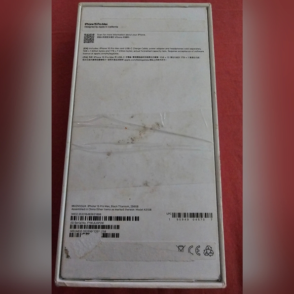 Iphone 15 Pro Max Box ONLY With Manual And Original Apple USB-C Charging Cable - Picture 2 of 3